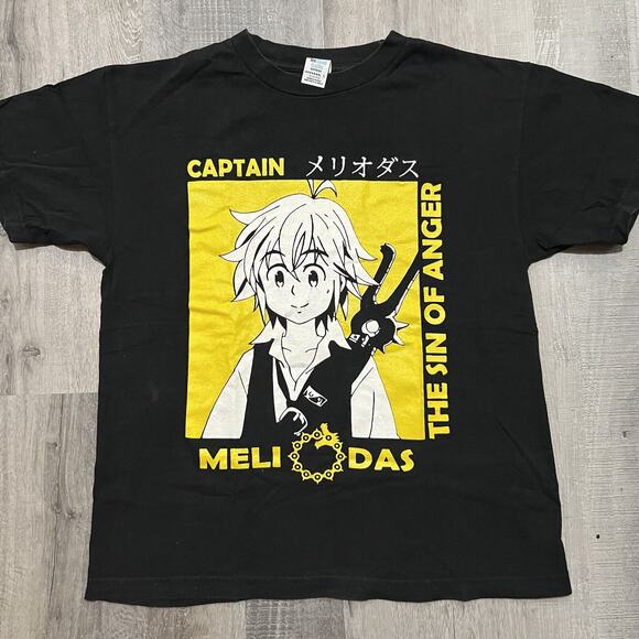 Nanatsu No Taizai Meliodas Seven Deadly Sins Black/Yellow Anime Manga T Shirt M - Picture 1 of 4